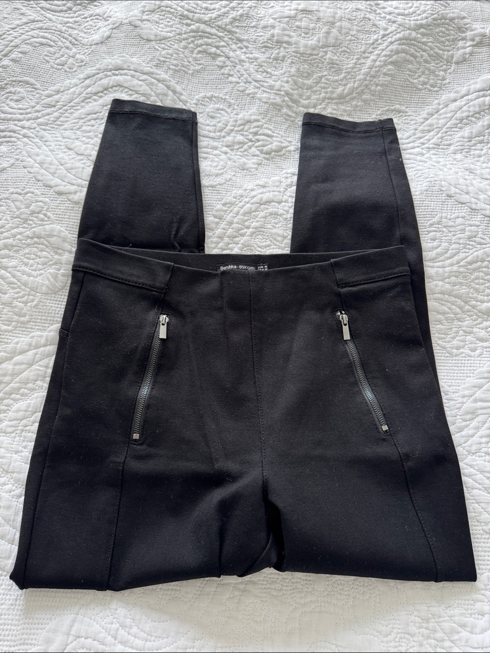 Bershka Black High-Rise Ponte Trousers